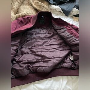 Red primaloft bomber jacket